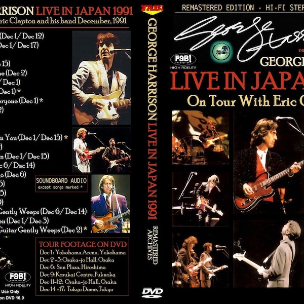 GEORGE HARRISON Live In Japan 1991 Dvd NEW Remaster