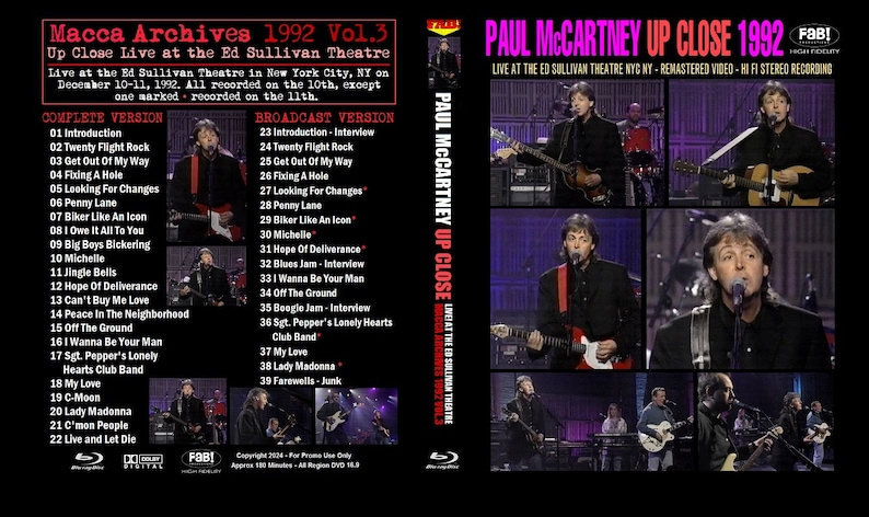 PAUL MCCARTNEY 1992 up Close Special Complete Remaster Blu-ray - Etsy