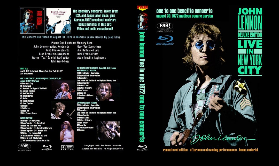 JOHN LENNON: Live in NYC One to One Concert 1972 Blu-ray - Etsy