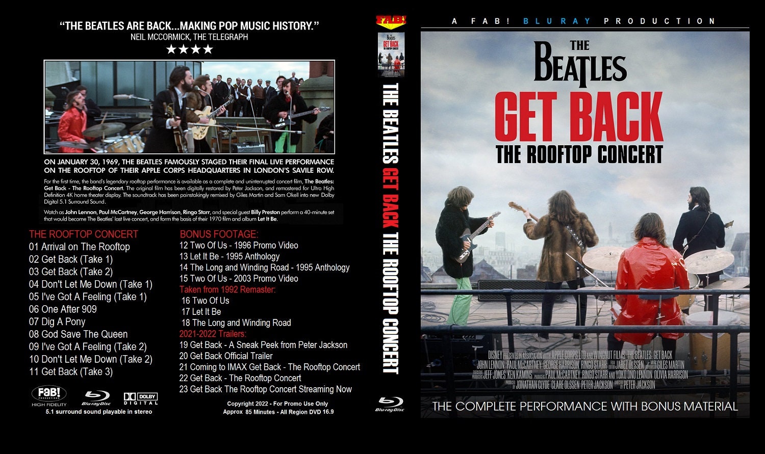 THE BEATLES: Get Back - The Rooftop Concert - Remastered Edition Blu-Ray THE BEATLES: Get Back - The Rooftop Concert - Remastered Edition Blu-Ray