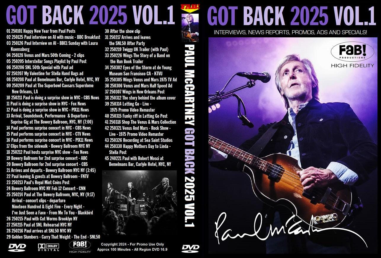 PAUL Mccartney: GOT Back 2025 Vol.1 DVD - Etsy