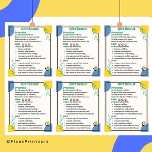 Girl Scouts Promises and Laws Flashcards, 6 copies