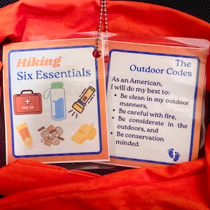 Dubbelzijdige wandelbenodigdheden voor scouting, zakformaat flashcards, 6 exemplaren