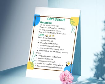 Tarjetas didácticas de promesas y leyes de las Girl Scouts, 6 copias