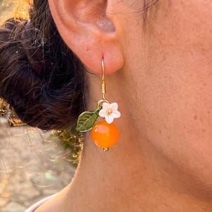 みかんドロップピアス · シトラスフルーツダングルピアス · 925シルバーフック · サマージュエリー