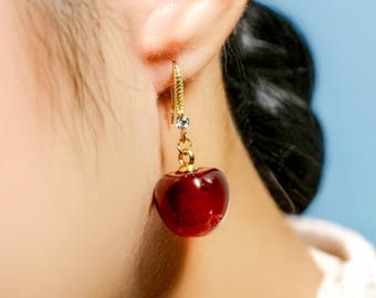 ◆VINTAGE HOLLYWOOD◆ Fruit Drop Earrings VH2336EA014B Amazon.com: Vacaonio Vintage Red Cherry Dangle Earrings