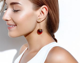 Orecchini Pendenti A Ciliegia Rossa 3D In Resina, Frutta Realistica, Ipoallergenici, Regalo Per Donne E Ragazze