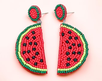 Watermelon Earrings · Slice Studs · Fruit Charm · Handmade Jewelry