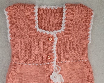 Bright Orange Infant Vest with Flower Garden Design