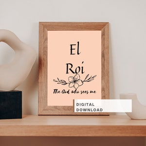Names of God wall art printable, El Roi wall art, The God who sees me wall art, Old Testament names of God, Christian home decor art