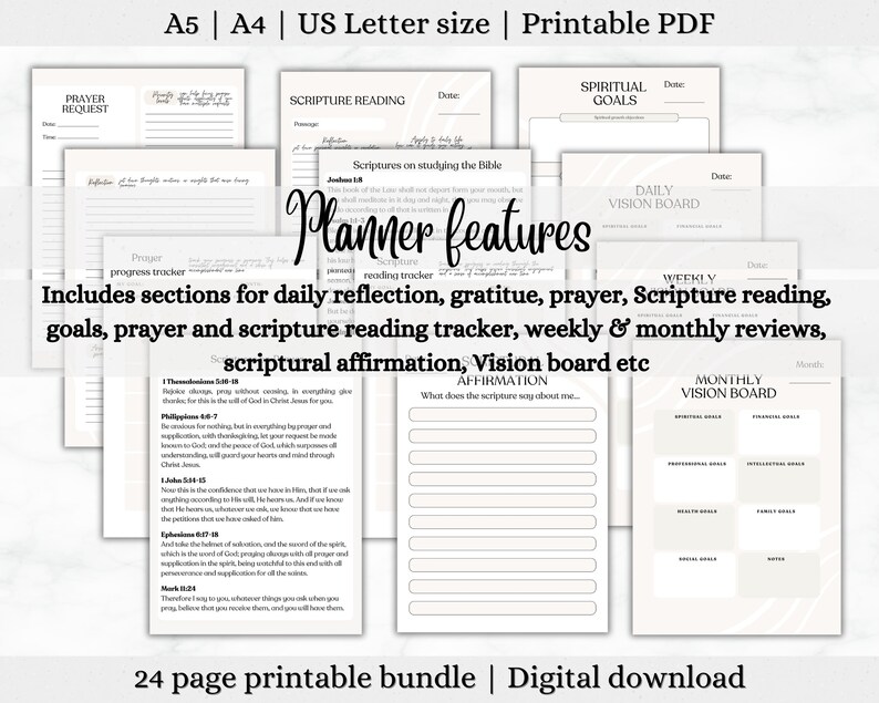 Prayer Journal Printable, Bible Study Guide, Gratitude Journal ...