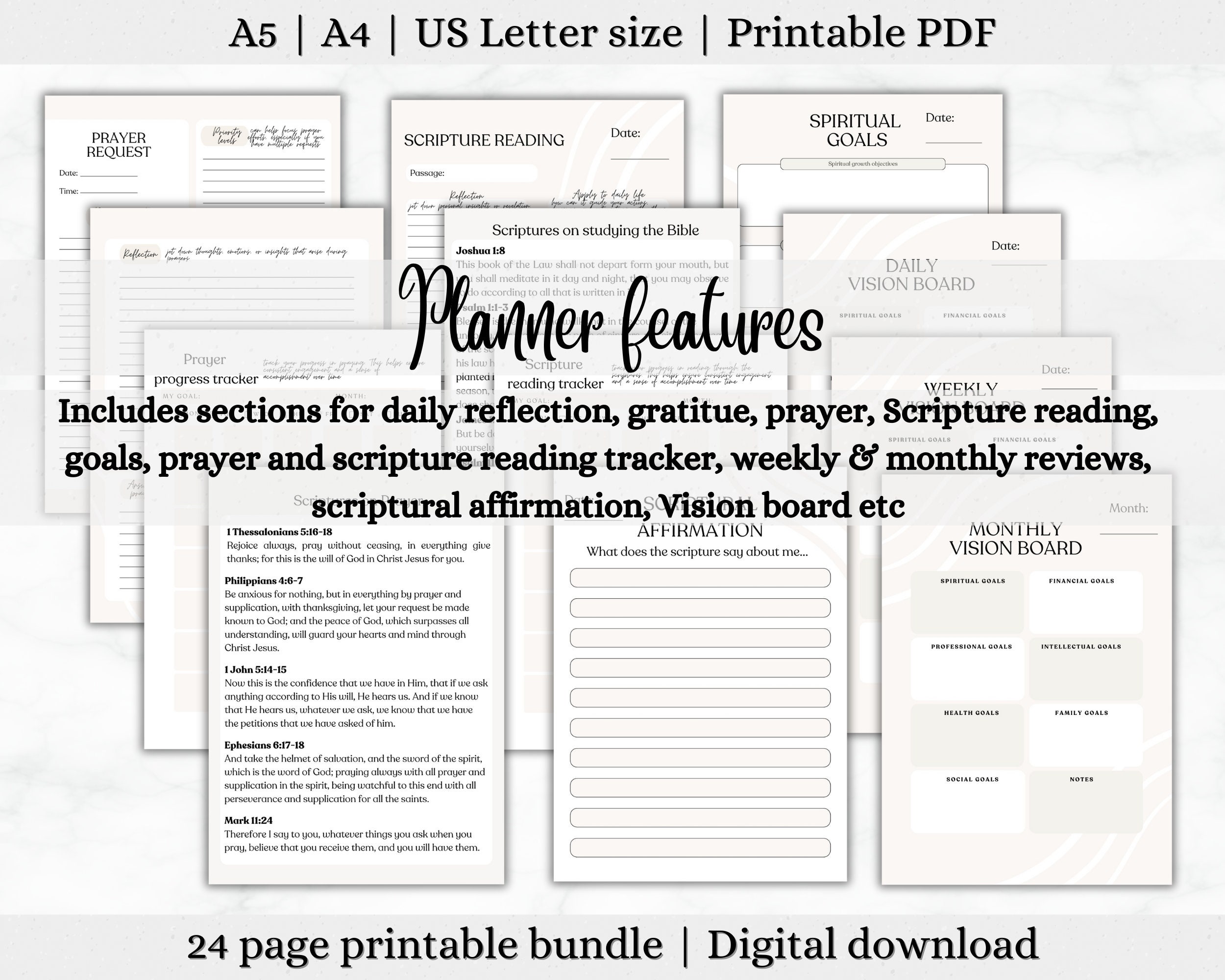 Prayer Journal Printable, Bible Study Guide, Gratitude Journal ...