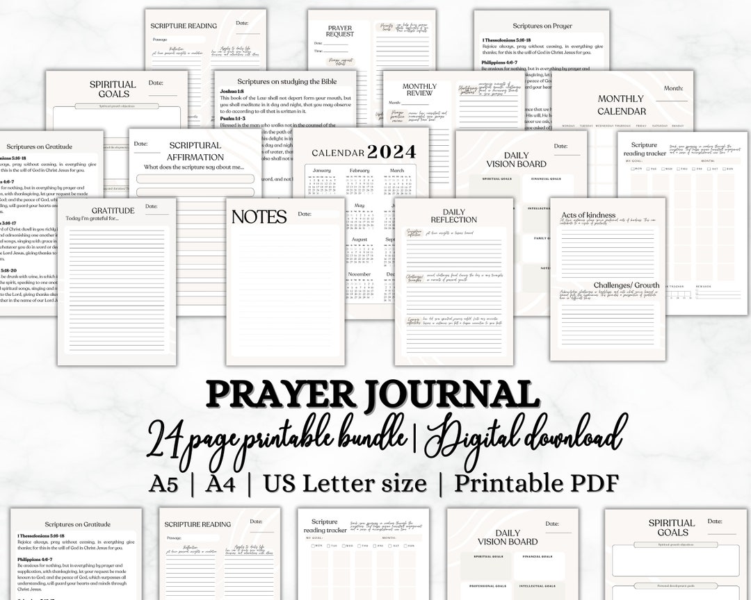 Prayer Journal Printable, Bible Study Guide, Gratitude Journal ...