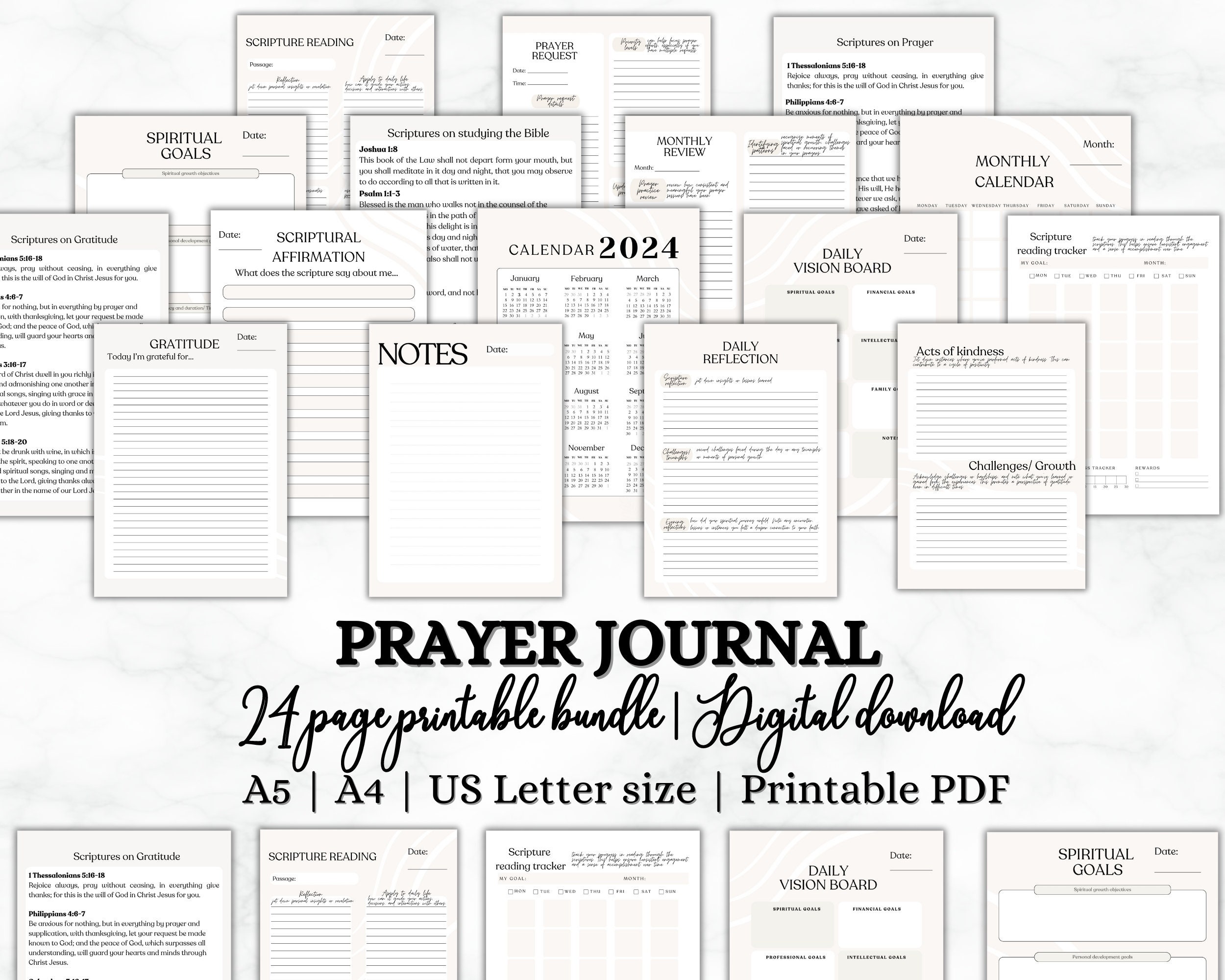 Prayer Journal Printable, Bible Study Guide, Gratitude Journal ...
