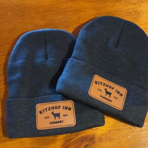 Beanie with custom leather patch