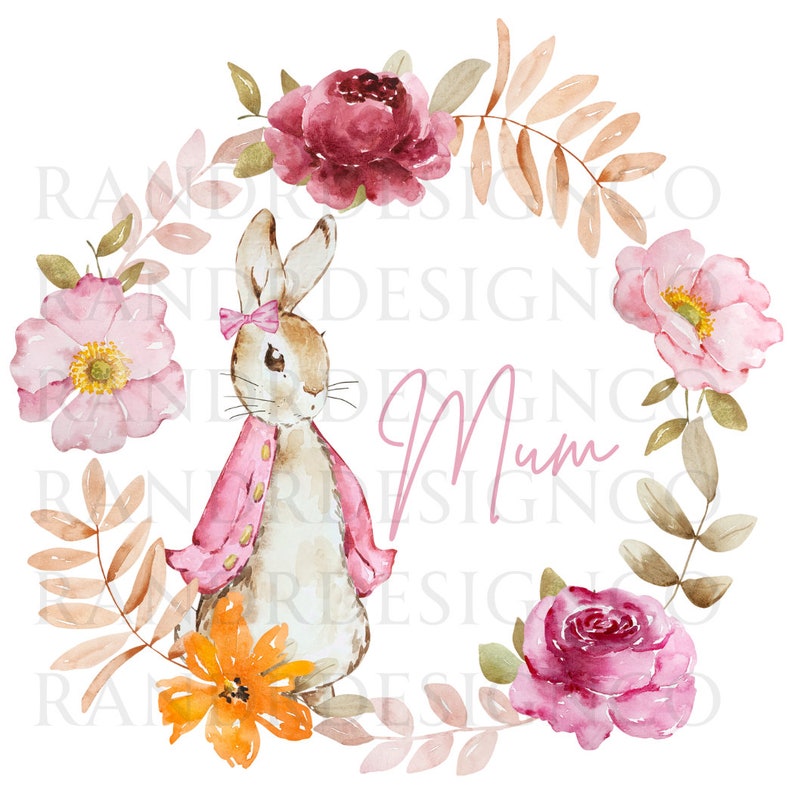 Mothers Day PNG Rabbit Sublimation Digital Design Mum zdjęcie 1