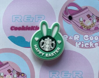 Coffee- Bunny- Happy Easter- Shoe Croc Charm