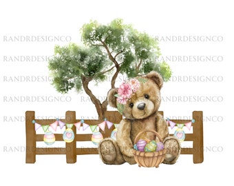 Cute Bear- PNG- Easter- Spring-Sublimation-Digital File