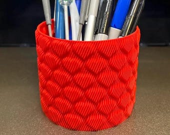 Just3dprintings Heart-Embossed Pen Holder | Modern & Stylish Organizer
