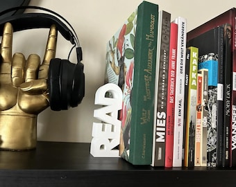 Just3dprintings「読書と本」ブックエンド | 3DPrint | ホームデコレーションブックエンド | 本の装飾