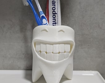 Just3dprintings Portaspazzolino a forma di dente / Portaspazzolino / Spazzolino / Accessorio per il bagno