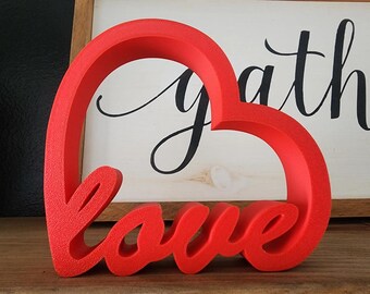 Just3dprintings LOVE Letter Heart-Shaped Decorative Object | Romantic & Modern Home Decor
