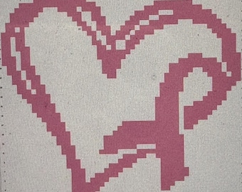Breast Cancer Ribbon in Heart Chunky Pattern
