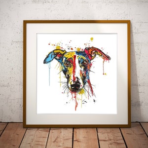 Funky Lurcher Dog Art, digital download for a square frame.