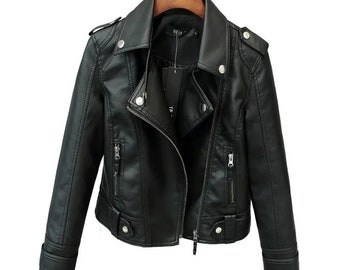Korean Version of Slim PU Leather Jacket Women's 2023 Spring / Autumn Winter New Motorcycle Leather Short Coat