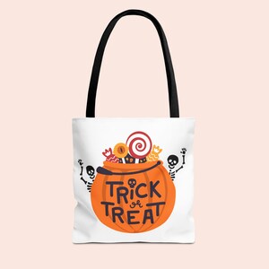 kids Halloween Tote Bag, Trick-or-Treat Bag, girls Trick or Treat tote, happy halloween bag, Halloween Candy Sack, boys Halloween Treat Bag,