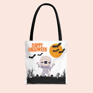 Mummy Kids Halloween Tote Bag, Trick-or-Treat Bag, Kids Trick or Treat tote, happy halloween bag, Halloween Candy Sack, Halloween Treat Bag
