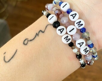 Motivational “I am” Custom Personalized Jewelry Beaded Bracelet