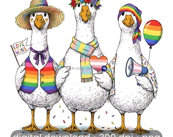 Stolz Gans Clipart | Regenbogen LGBTQ+ Illustration (PNG)