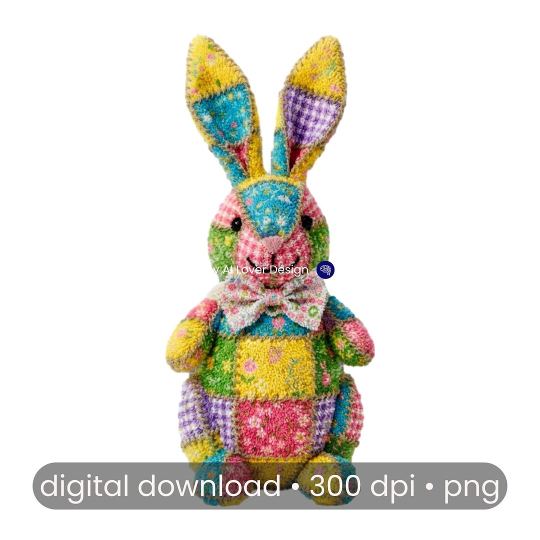 Easter Bunny Patchwork Latch Hook Rug PNG Clipart (digital Download) - Etsy