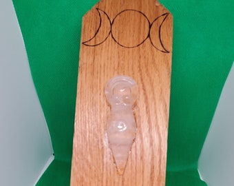 Handmade Goddess Mini Altar, Quartz Statue, Pagan Decor