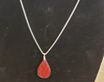 Pyrography Padauk Wood Jewelry Set – Stainless Steel Necklace & Earrings