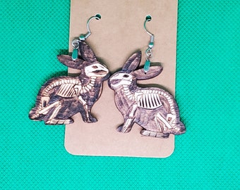 Skelebunny earrings skeleton bunny