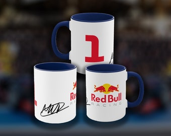 Taza Max Verstappen 11oz Blanco-Azul ⎮ Verstappen Autografh ⎮ Tazas F1 ⎮ Regalos F1⎮ Regalos para él ⎮ Taza Red Bull F1 ⎮ Cuppa de coche ⎮ Taza de coche ⎮