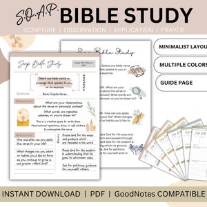 SOAP Bible Verse Study, Guided Reflection, New Year, 2025, Daily Plan Gift to Grow Deeper with God, Undated Printable Template