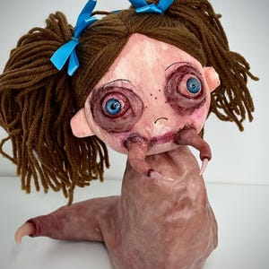 Slug Girl Horror Doll | Creepy Handmade Sculpture | Mutated Plush Art Doll | One-of-a-Kind Macabre Collectible