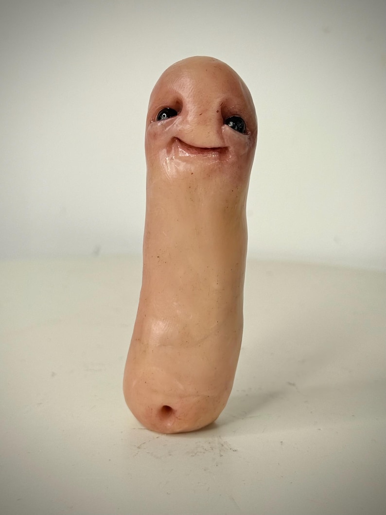 Lange Bohne - Surreale Kreatur aus Polymer Clay | Niedliche und Seltsame handgefertigte Skulptur | Schräge Künstlerpuppe Sammlerstück Bild 4