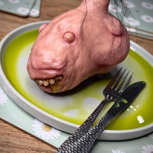 Teratomoid – Handmade Polymer Clay Horror Sculpture, Creepy Art Oddity, Uncanny Table Decor