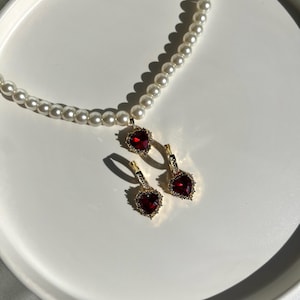 Collana con cuore di perle, collana di perle vintage, collana con cuore di zirconi, collana con cuore reale di cristallo, collana Lana Del Rey, regalo per lei