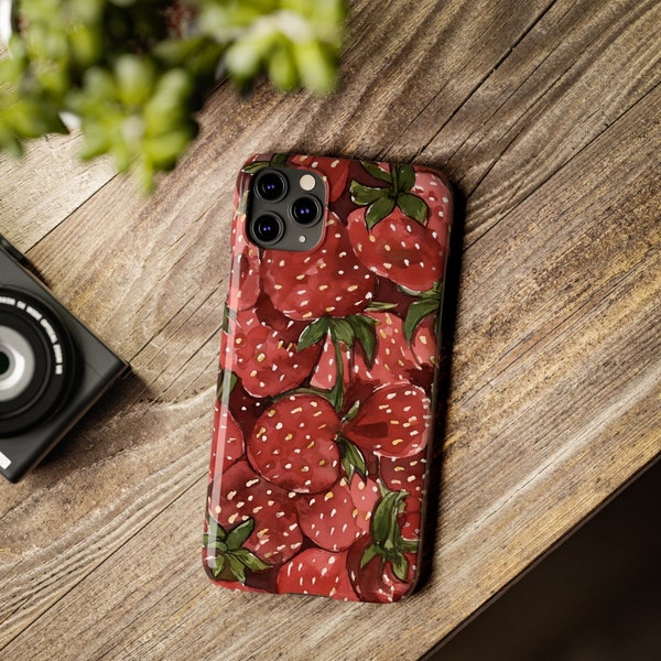 Slim Watercolor Strawberry Phone Case Design