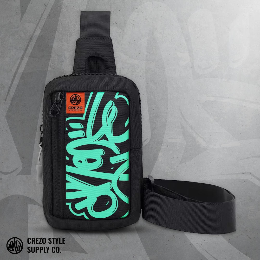 Crezo® Graffiti Marker Sling Bag - Tiffany's Sister Blue, With Drip ...