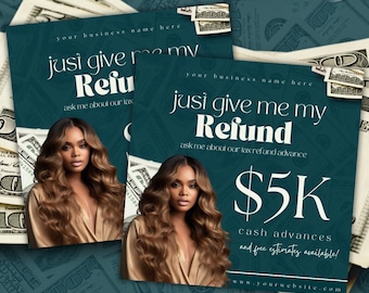 Gimme My Tax Flyer, Now Accepting Clients, Books Now Template, Editable Templates, TAX Flyers, Editable DIY Canva, Refund Estimate Advance