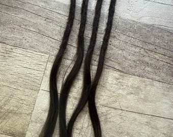x4 Dark Brown Thin Wave 100% Human Hair Dreadlock Extension 14 Inch