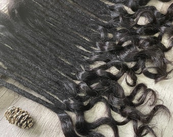 x28 Curly 1B Raw Virgin 100% Human Hair Dreadlock Extensions 12 Inches