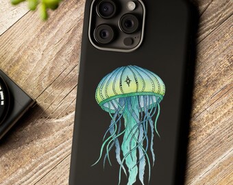 iPhone 16 & 15, Jellyfish Phone Case, Ocean Inspired Tough Cases for Beach Lovers, Cute Jellyfish Cover, Unique Gift for Ocean Fans