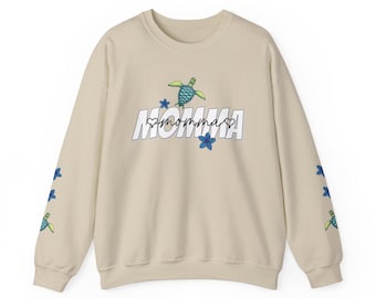 Momma Turtle & Flowers Crewneck Sweatshirt - Unisex Cozy Sweater